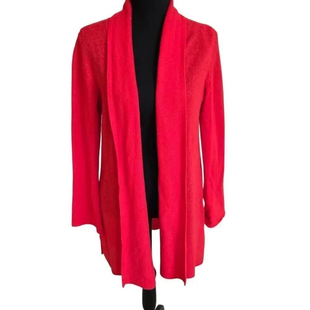 Cynthia Rowley Womens Watermelon Red Cashmere Longline Cardigan Sweater Medium